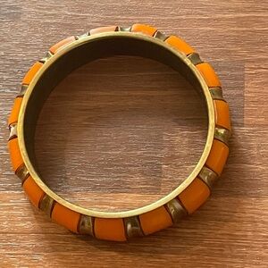 Orange and Gold Bangle Bracelet